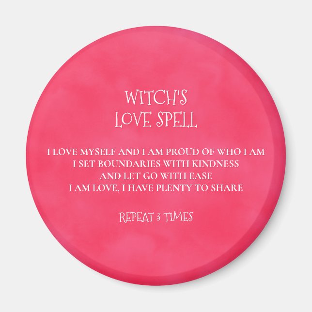 Red Pink Witch's Love Spell Magnet (Front)