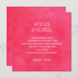 Red Pink Witch's Love Spell Note Card
