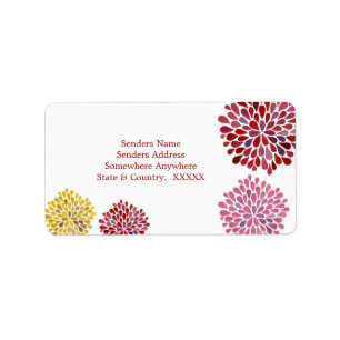 Red Pink & Yellow Petal Blooms Address Labels