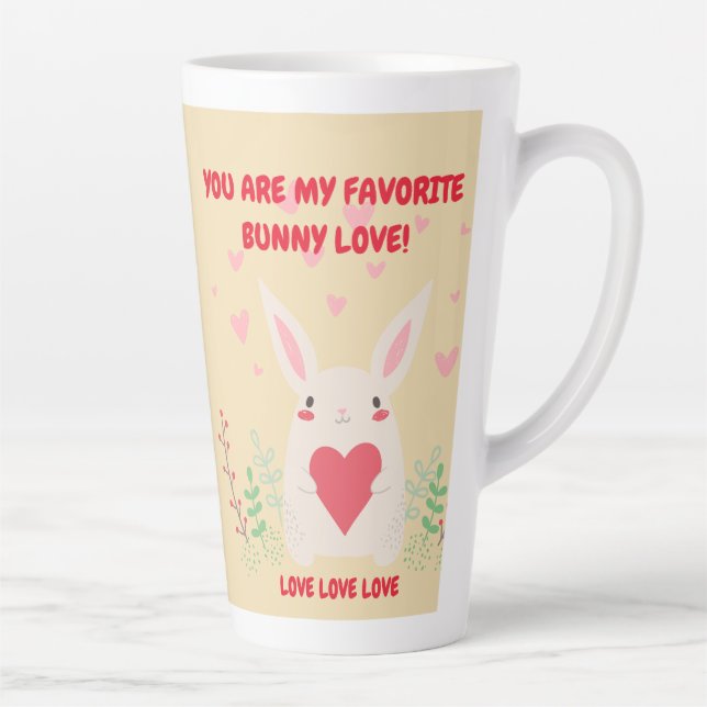Red Pink You Are My Bunny Love Valentine's Latte Mug (Right)