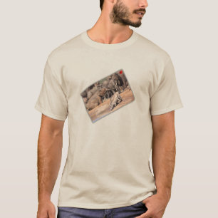 Red Pinned African Wildlife Elephant & Warthogs T-Shirt