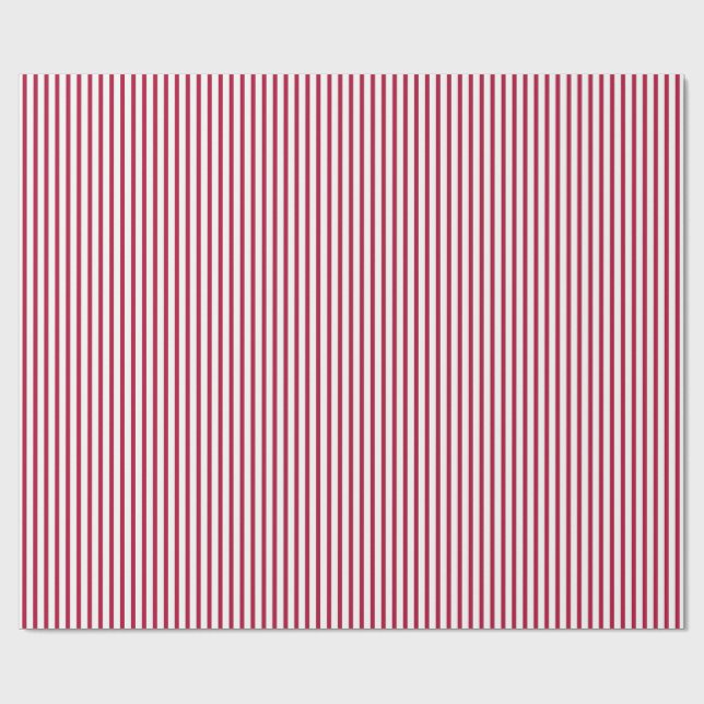 Red Pinstripe Stripes Wrapping Paper (Flat)