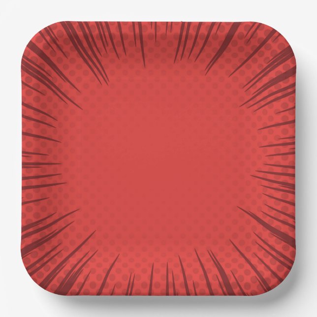 Red Pinwheel Paper Plate (Front)