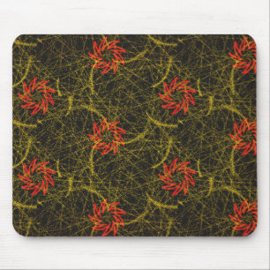 Red Pinwheels Amidst Yellow Swirls Fractal Mouse Mat