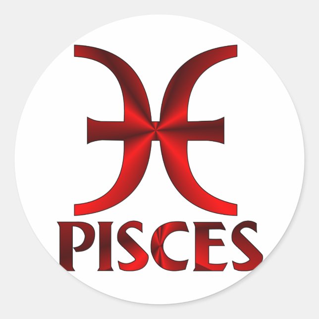 Red Pisces Horoscope Symbol Classic Round Sticker (Front)