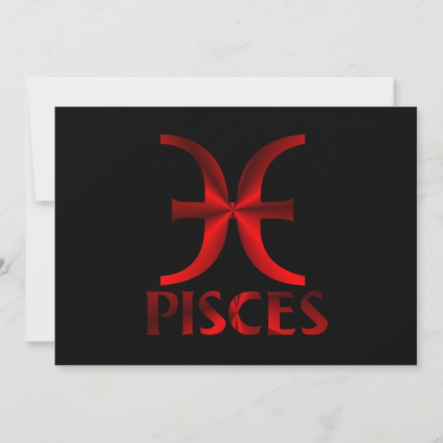 Red Pisces Horoscope Symbol Invitation (Front)