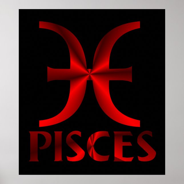 Red Pisces Horoscope Symbol Poster (Front)