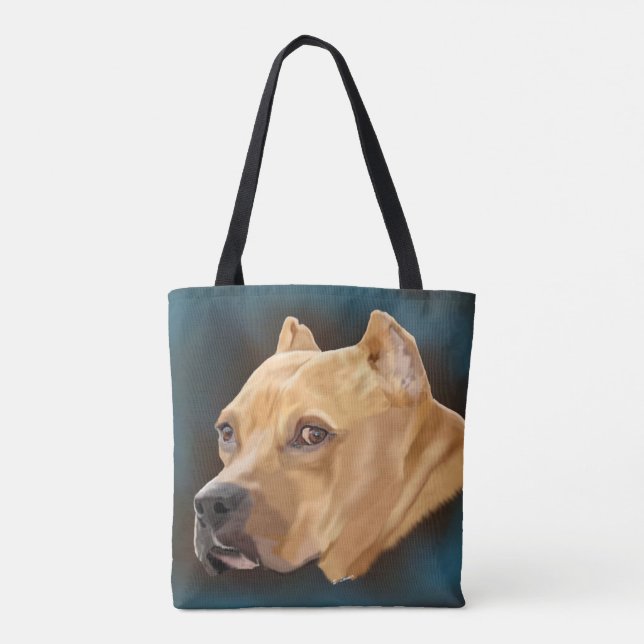 Red Pitbull Terrier Tote Bag (Back)