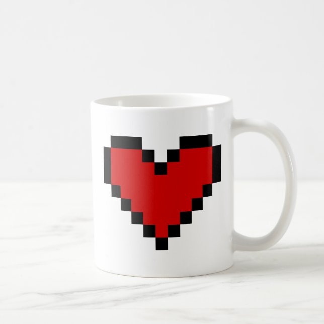 Red pixel heart coffee mug (Right)