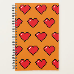 Red Pixel Heart Pattern Planner