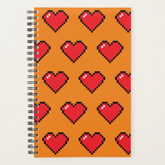 Red Pixel Heart Pattern Planner (Front)