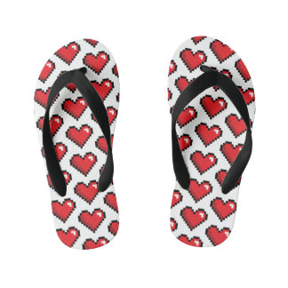 Red Pixel Heart Video Game Kid's Flip Flops