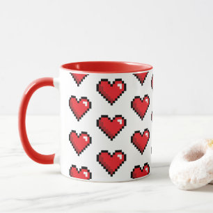 Red Pixel Heart Video Game Mug