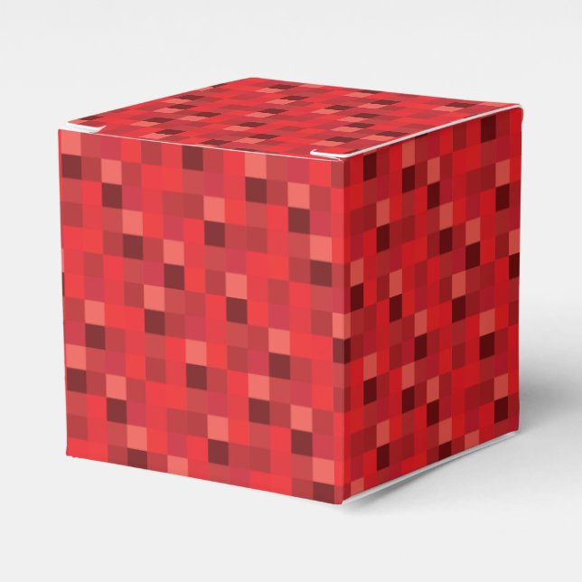 Red Pixels Pattern Favour Box (Front Side)