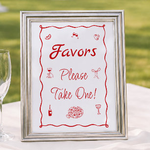 Red Pizza That's Amore Bridal Shower Favour Poster
