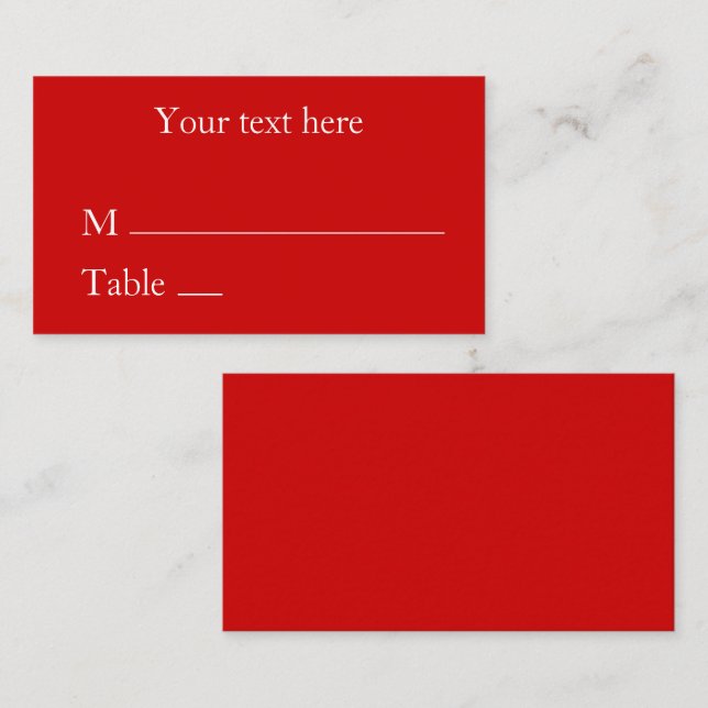 Red Place Cards / Name Cards (Front/Back)