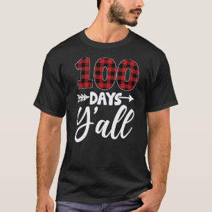 Red Plaid 100 Days Y'all 100th Day Of School Teach T-Shirt