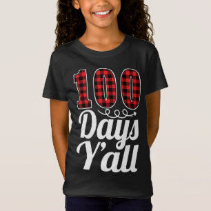 Red Plaid 100 Days Y'all Funny 100th Day Of School T-Shirt