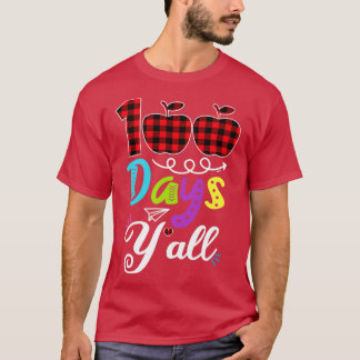 Red Plaid 100 Days Yx27all Funny 100th Day Of Scho T-Shirt
