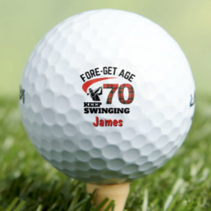 Red Plaid 70th Birthday Party FORE-Get Age 70 Golf Balls