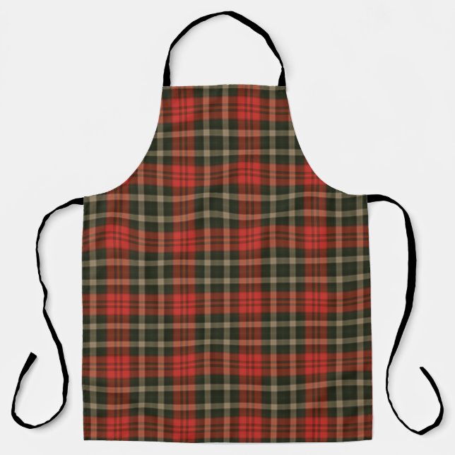 Red Plaid Allover Print Apron (Front)