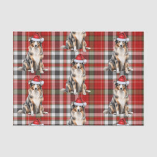 Red Plaid and Australian Shepherd Christmas Tissue Paper