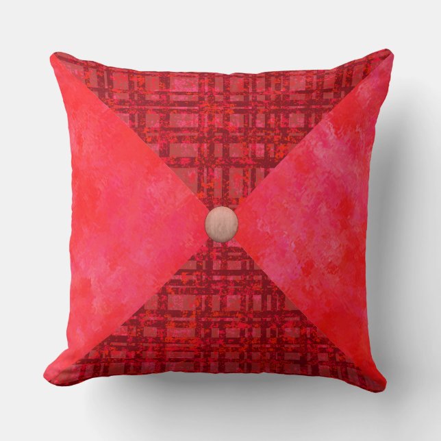 Red Plaid and Check Throw Pillow (Front)