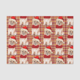 Red Plaid and Christmas Cairn Dog Lover Holiday Tissue Paper