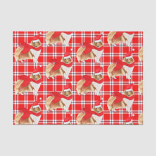 Red Plaid and Christmas Rough Collie Lover Holiday Tissue Paper