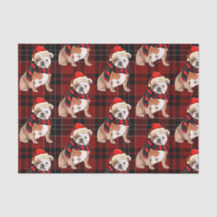 Red Plaid and English Bulldog Christmas Tissue Paper