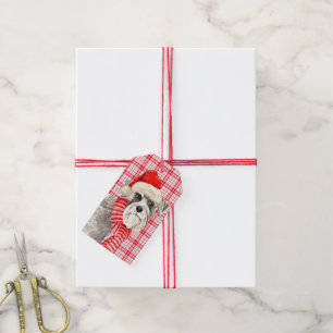 Red Plaid and Schnauzer Dog Christmas Gift Tags