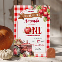 Red Plaid Apple First Birthday, Bushel of Fun 1st