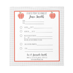 Red Plaid Apple School Note Excuse