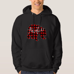 Red Plaid Auntie Bear Matching Family Christmas Ev Hoodie