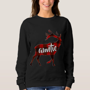 Red Plaid Auntie Buffalo Matching Family Reindeer Sweatshirt