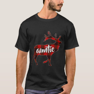 Red Plaid Auntie Buffalo Matching Family Reindeer T-Shirt