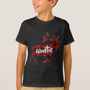 Red Plaid Auntie Buffalo Matching Family Reindeer T-Shirt