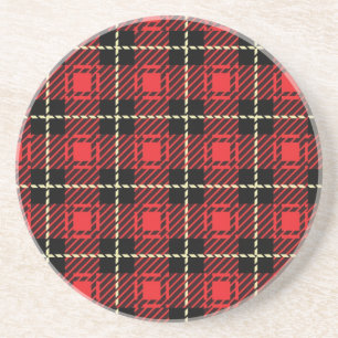 Red Plaid Background Coaster