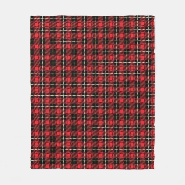 Red Plaid Background Fleece Blanket (Front)