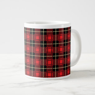 Red Plaid Background Large Coffee Mug
