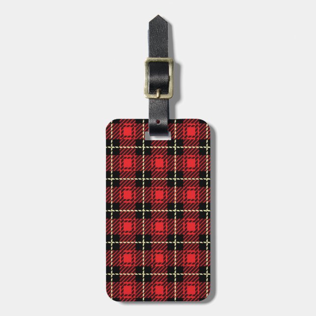 Red Plaid Background Luggage Tag (Front Vertical)