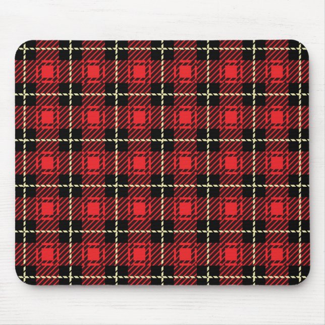 Red Plaid Background Mouse Mat (Front)