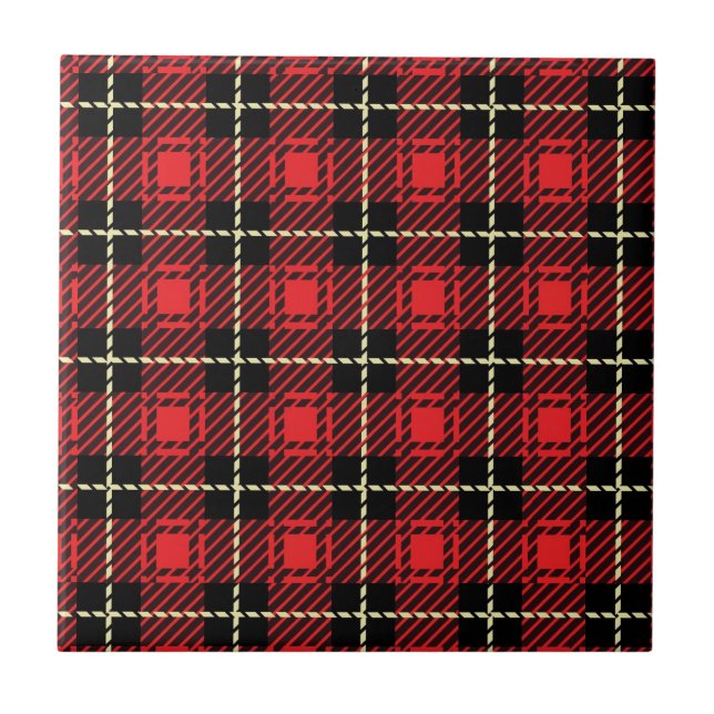 Red Plaid Background Tile (Front)