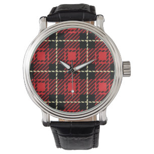 Red Plaid Background Watch