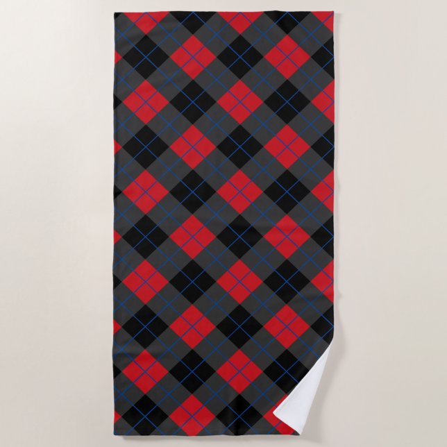 Red Plaid Beach Towel (Front)