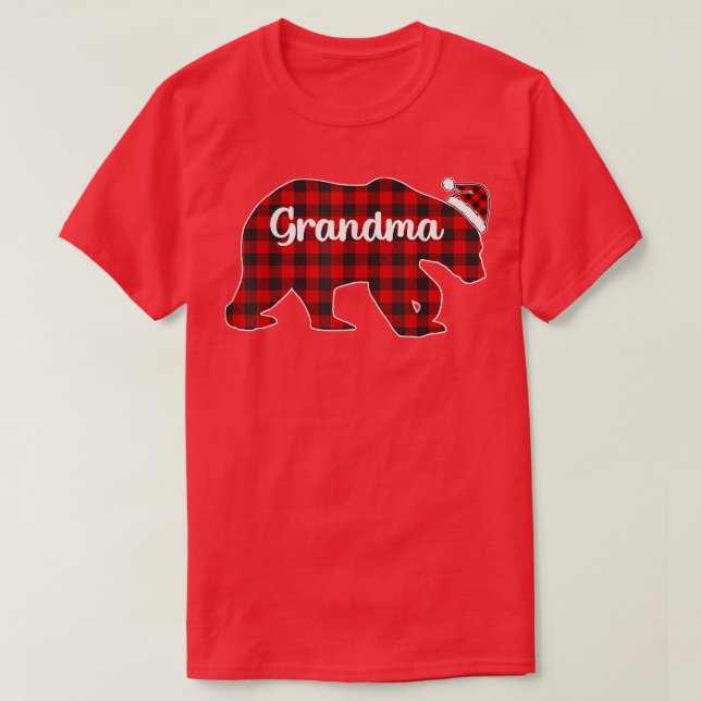 Red Plaid Bear Christmas Pajama Grandma Matching F T-Shirt (Design Front)