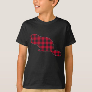 Red Plaid Beaver Christmas Matching Buffalo Family T-Shirt