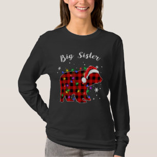 Red Plaid Big Sister Bear Buffalo Family Pajama Ch T-Shirt