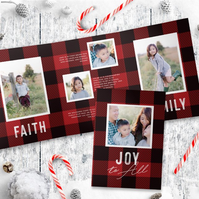 Red Plaid + Bold Typography Holiday Photo Card (Creator Uploaded)