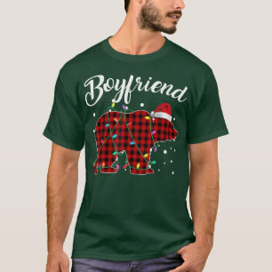 Red Plaid Boyfriend Bear Matching Buffalo Pajama  T-Shirt